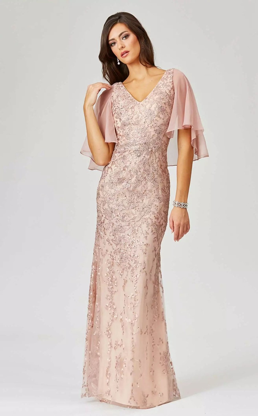 Long Prom Dresses * | Lara 29465 Dress Dusty-Rose