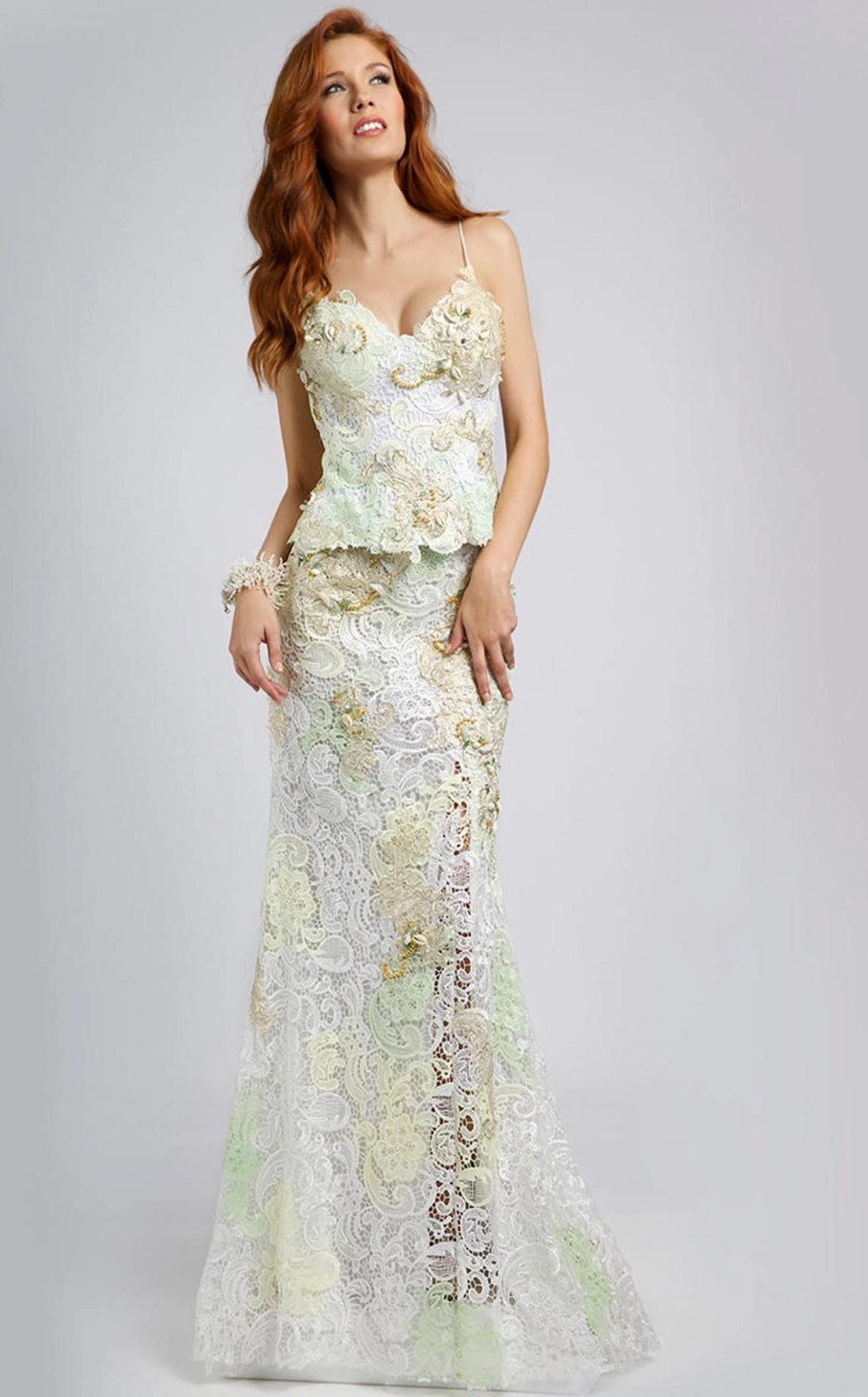 Long Prom Dresses * | Jovani 90471Bg Dress Ivory-Multi