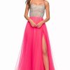 Long Prom Dresses * | La Femme 30721 Dress Neon-Pink