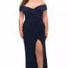 Plus Size Dresses * | La Femme 29397 Dress Navy