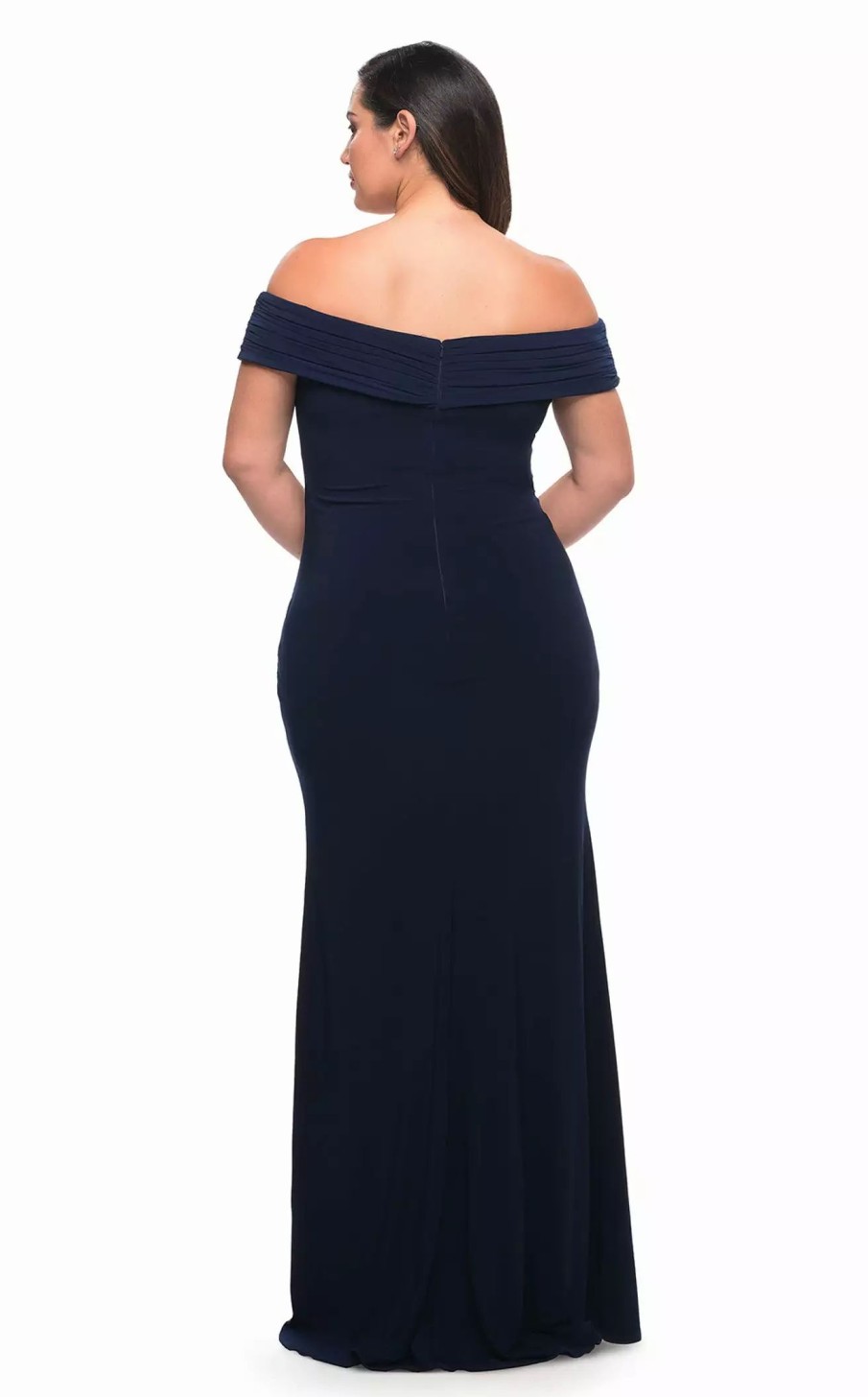 Plus Size Dresses * | La Femme 29397 Dress Navy