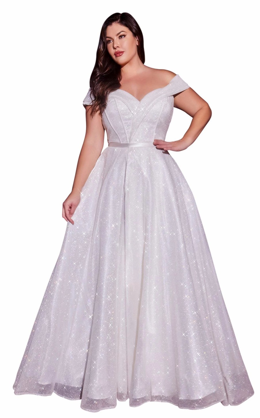 Plus Size Dresses * | Cinderella Divine Cd214Wc Dress Off-White