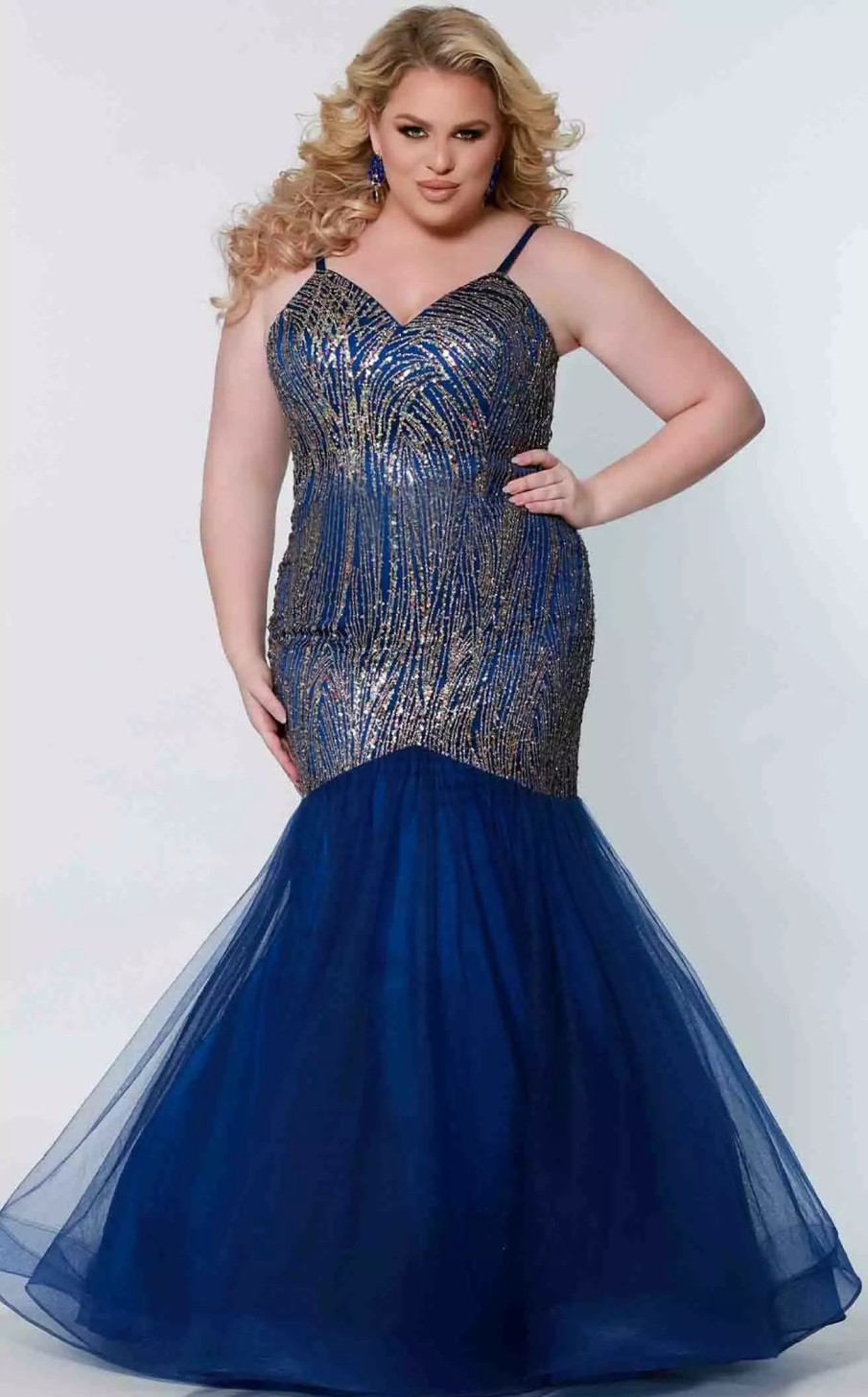 Plus Size Dresses * | Sydneys Closet Sc7322 Dress Multi-Royal