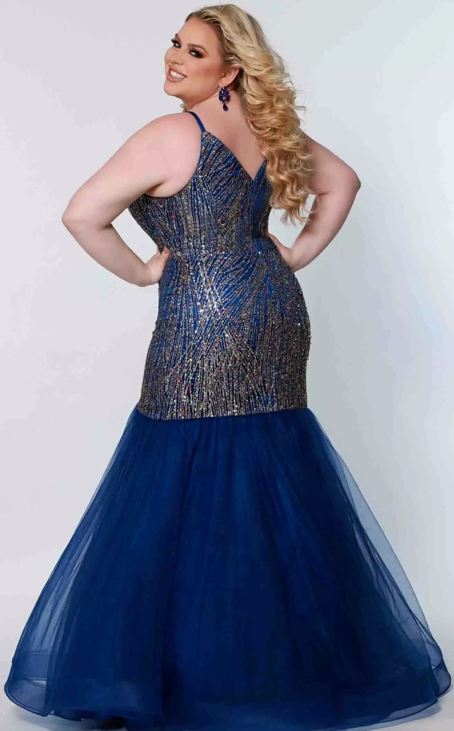 Plus Size Dresses * | Sydneys Closet Sc7322 Dress Multi-Royal