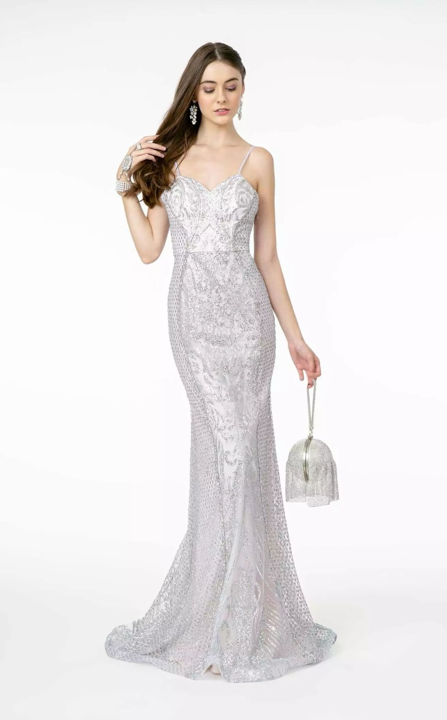 Long Prom Dresses * | Gls By Gloria Gl2936 Dress Silver