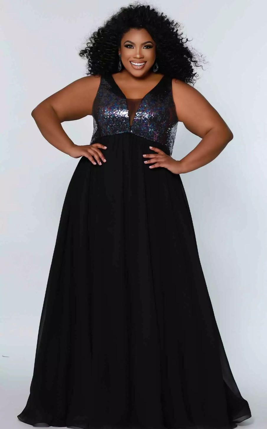 Plus Size Dresses * | Sydneys Closet Ce2205 Dress Multi-Black