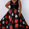 Plus Size Dresses * | Sydneys Closet Ce2204 Dress Black-Floral