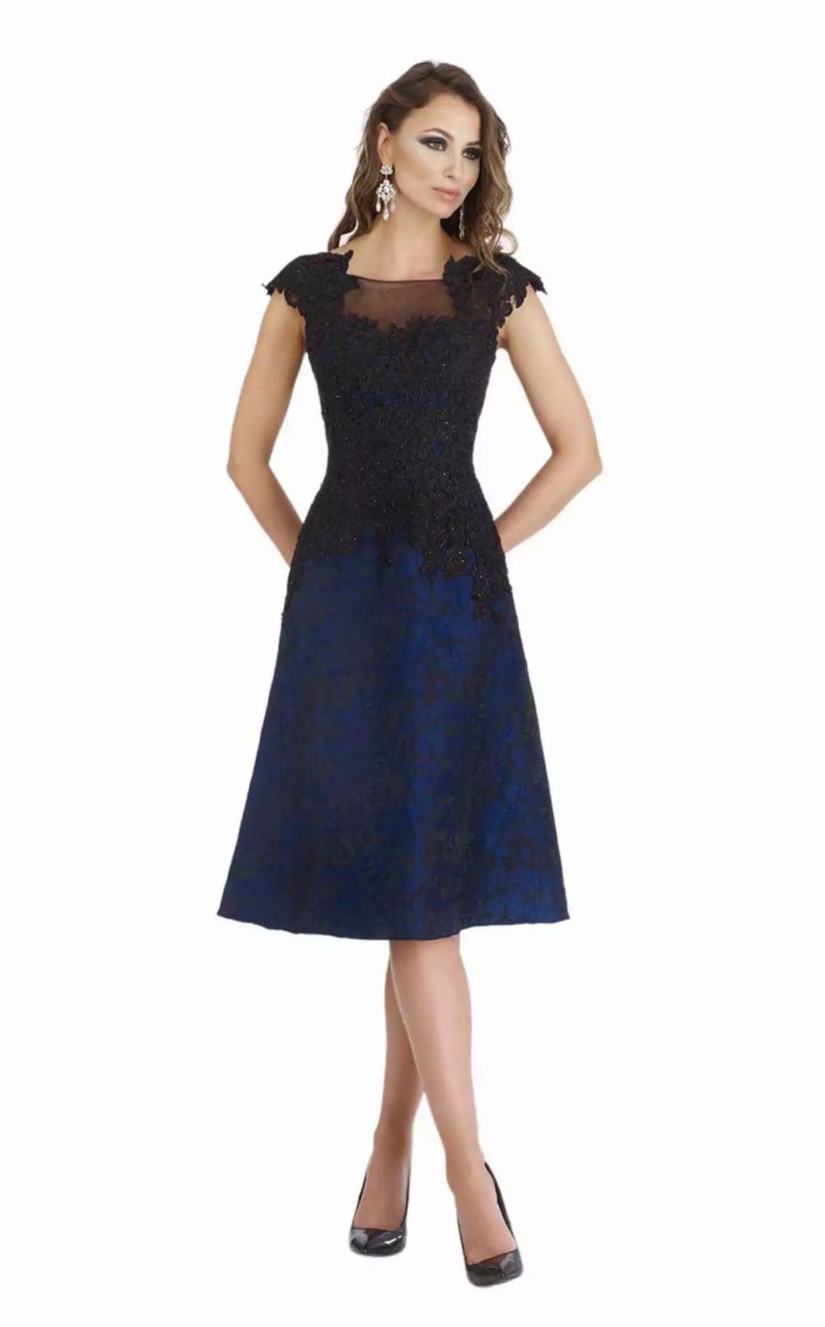 Cocktail Dresses * | Gia Franco 12013 Dress Navy-Black