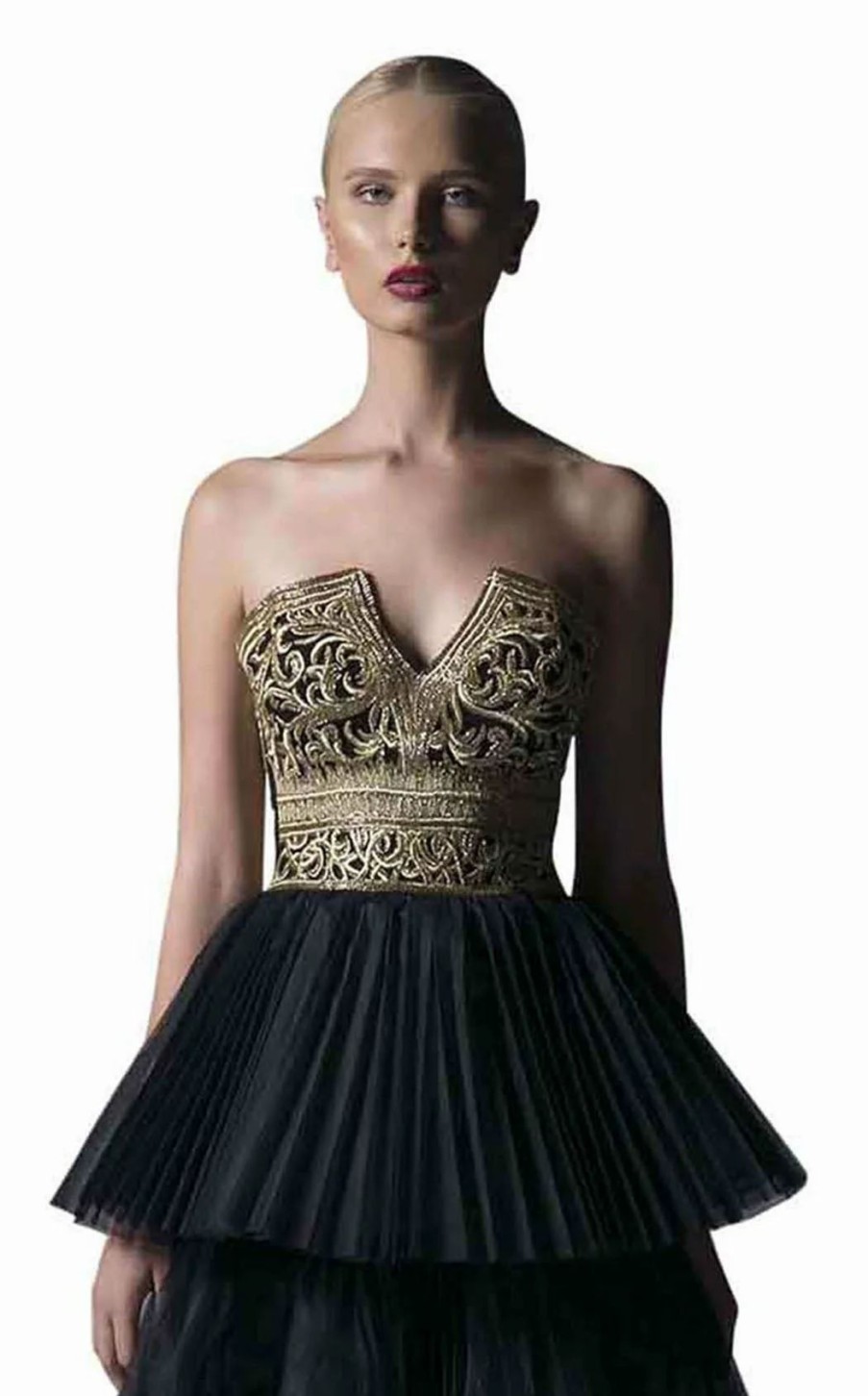 Red Carpet * | Edward Arsouni Couture Ss0377 Dress Black-Gold