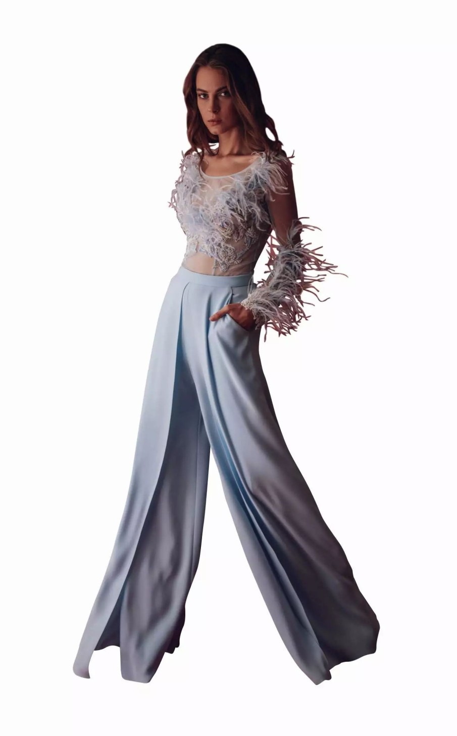 Red Carpet * | Gatti Nolli Couture Gat4925Gap4924 Jumpsuit Light-Blue