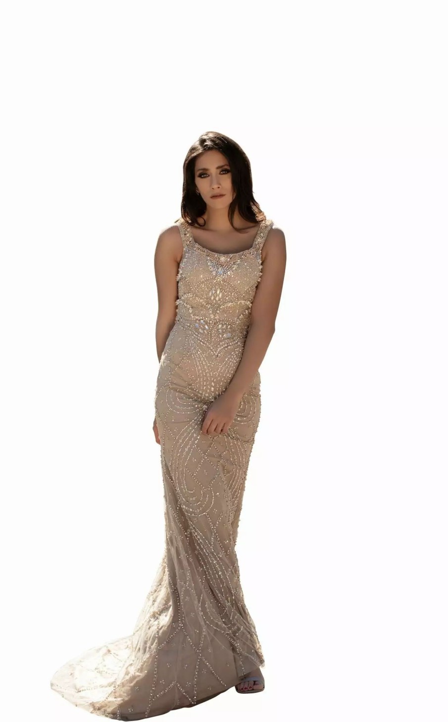 Red Carpet * | Chic And Holland Hf1574 Dress Nude