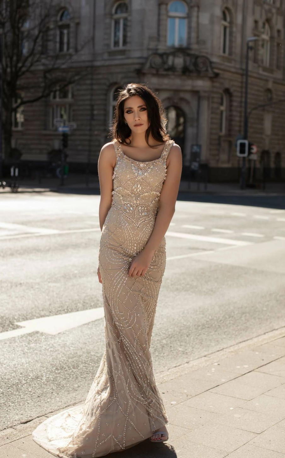 Red Carpet * | Chic And Holland Hf1574 Dress Nude