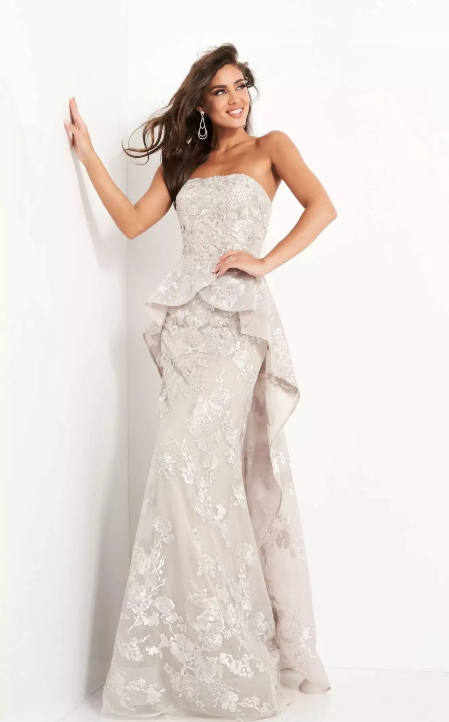 Long Prom Dresses * | Jovani 02966Bg Dress Silver