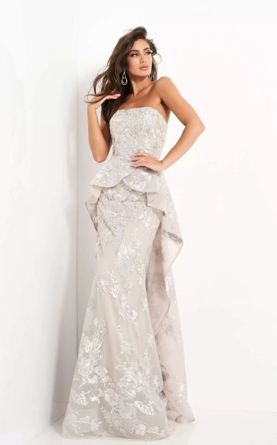 Long Prom Dresses * | Jovani 02966Bg Dress Silver