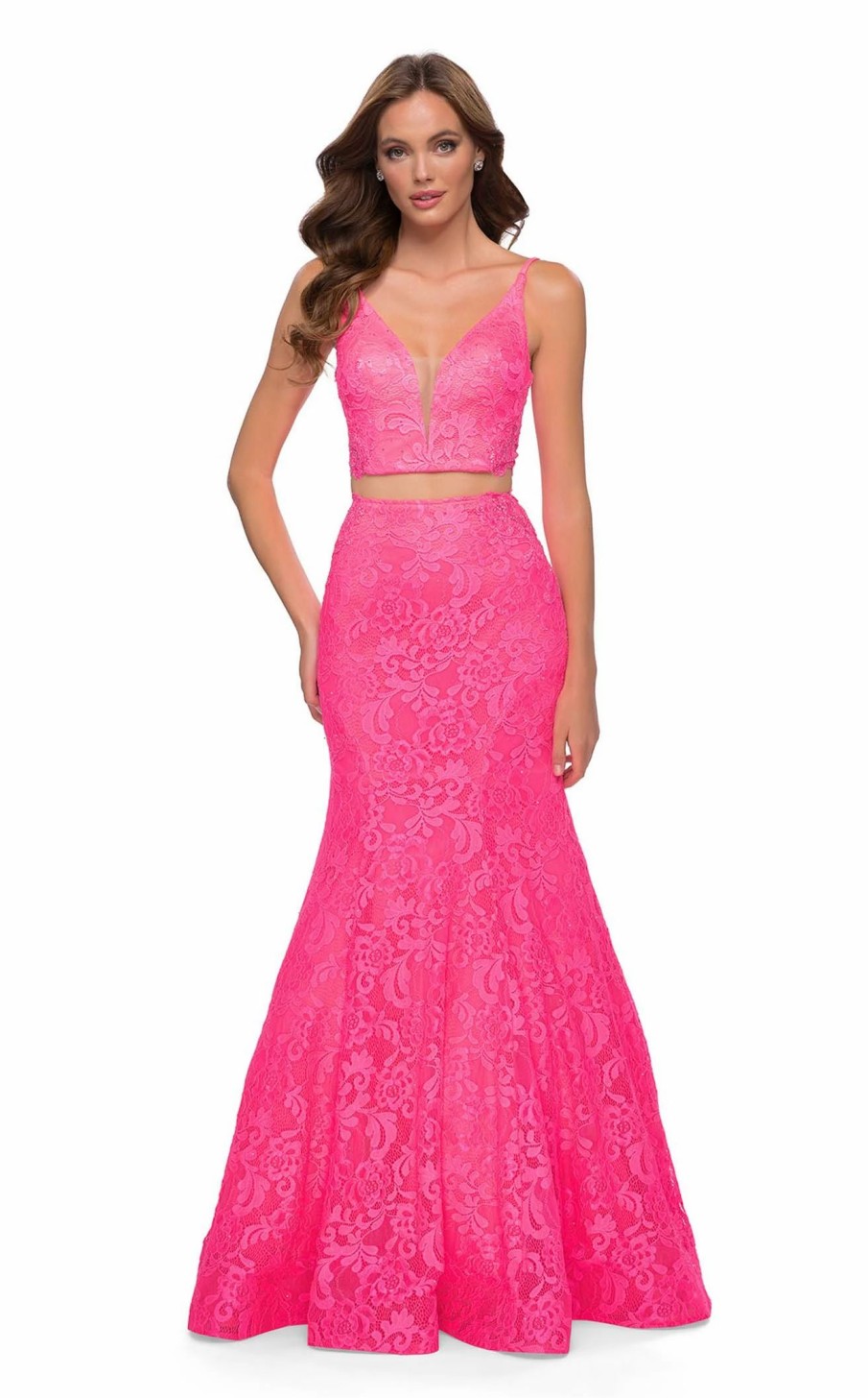 Long Prom Dresses * | La Femme 29967 Dress Neon-Pink