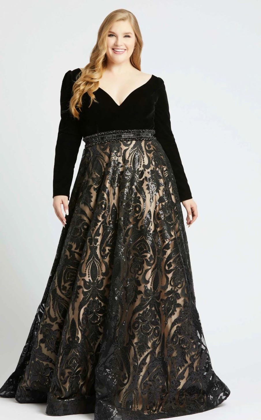 Plus Size Dresses * | Mac Duggal Fabulouss 67614 Dress Black-Nude