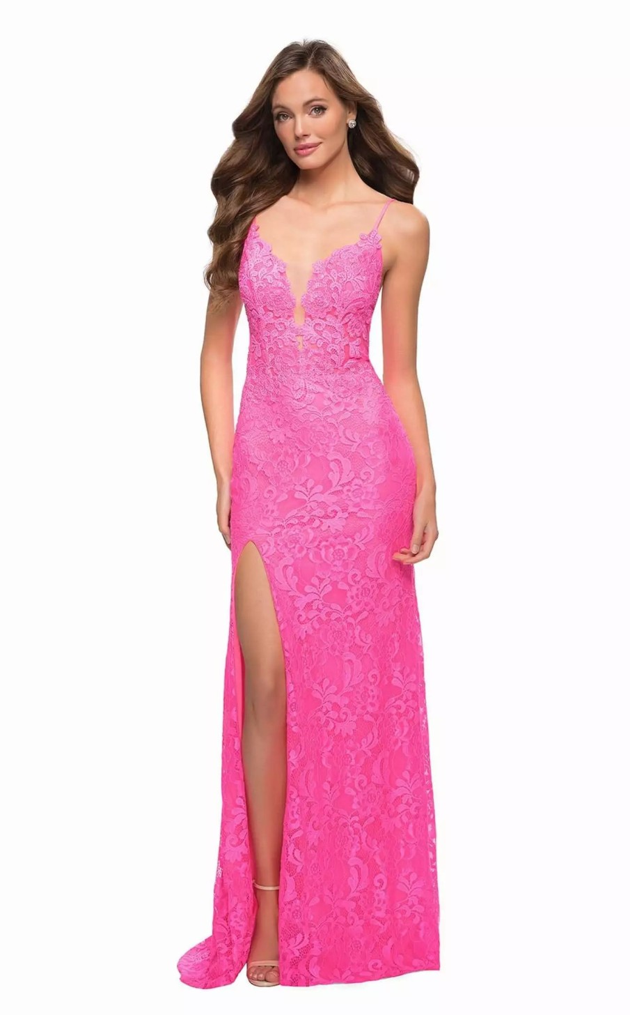 Long Prom Dresses * | La Femme 29987 Dress Neon-Pink