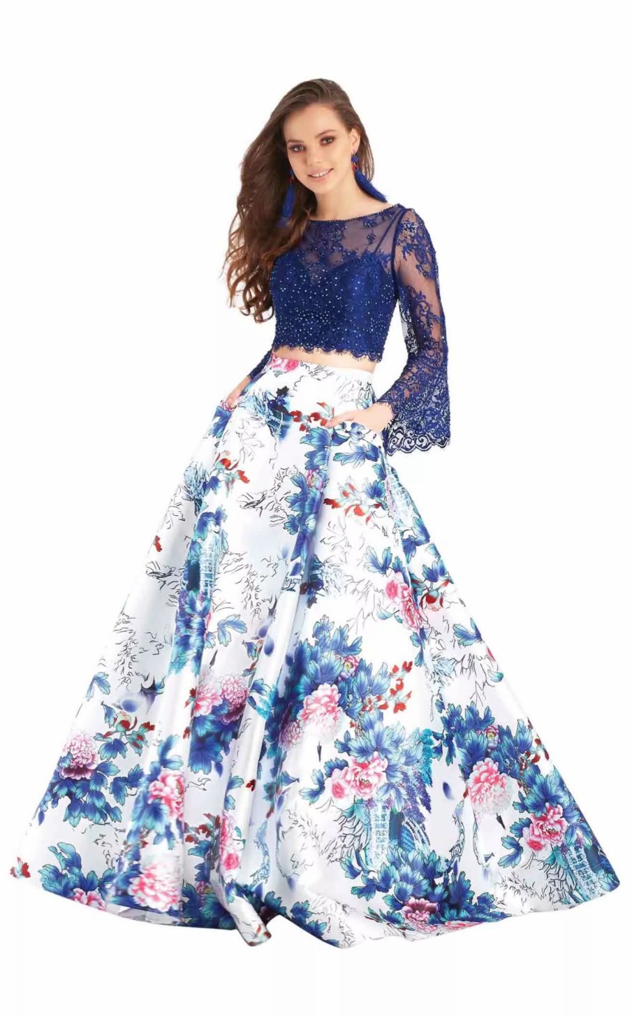 Long Prom Dresses * | Clarisse 4977 Dress Navy/Print