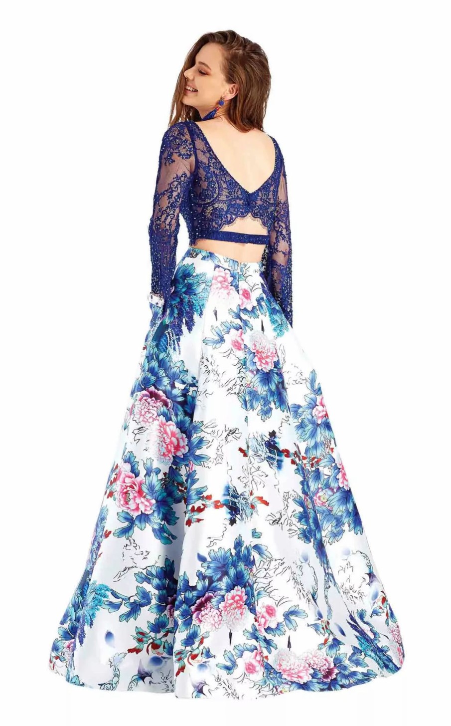 Long Prom Dresses * | Clarisse 4977 Dress Navy/Print