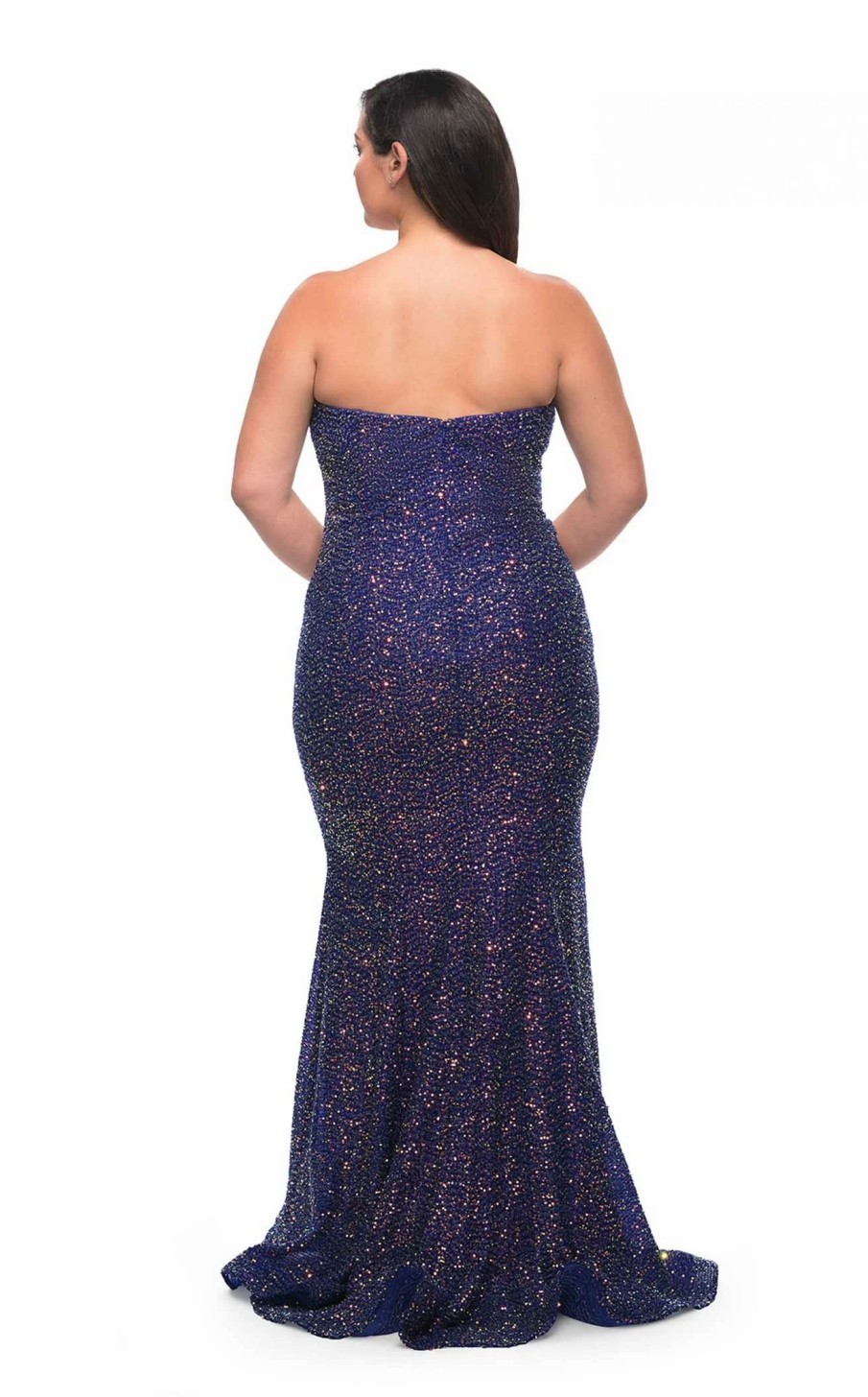 Plus Size Dresses * | La Femme 30774 Dress Indigo