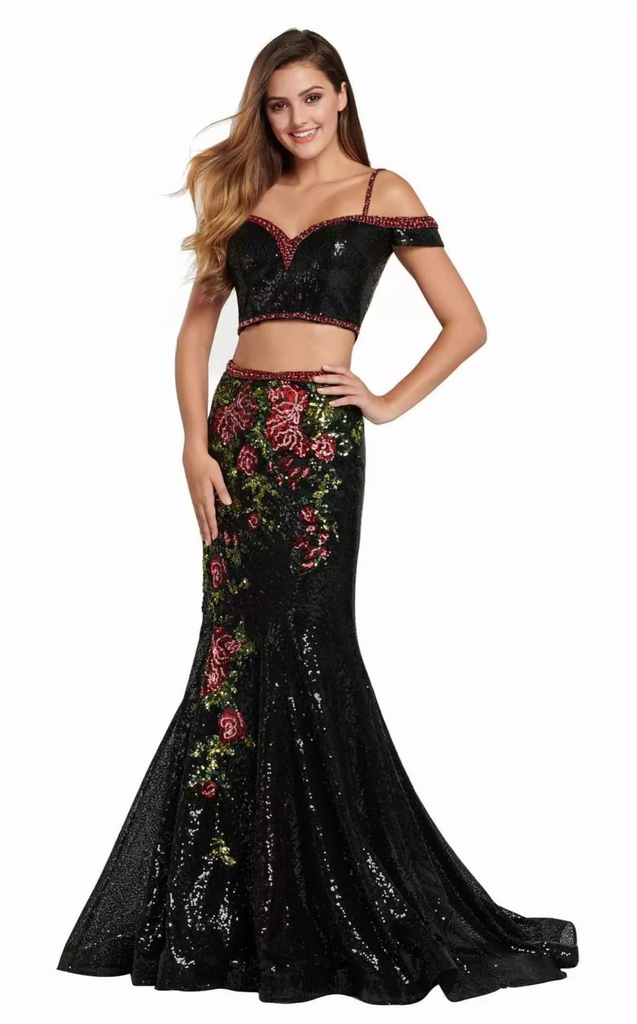 Long Prom Dresses * | Ellie Wilde Ew119086 Dress Black-Multi