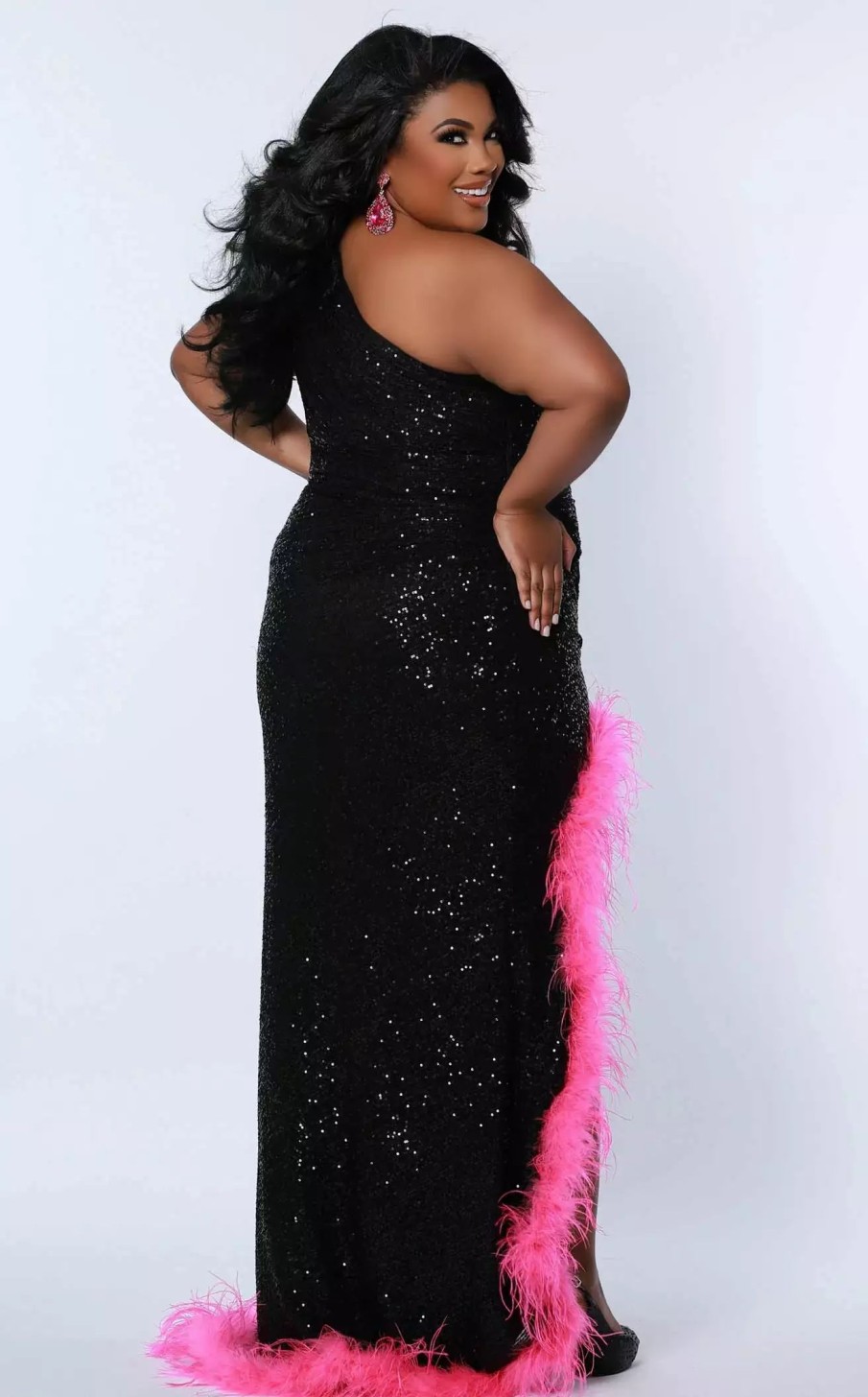 Red Carpet * | Sydneys Closet Jk2311 Dress Jet-Hot-Pink