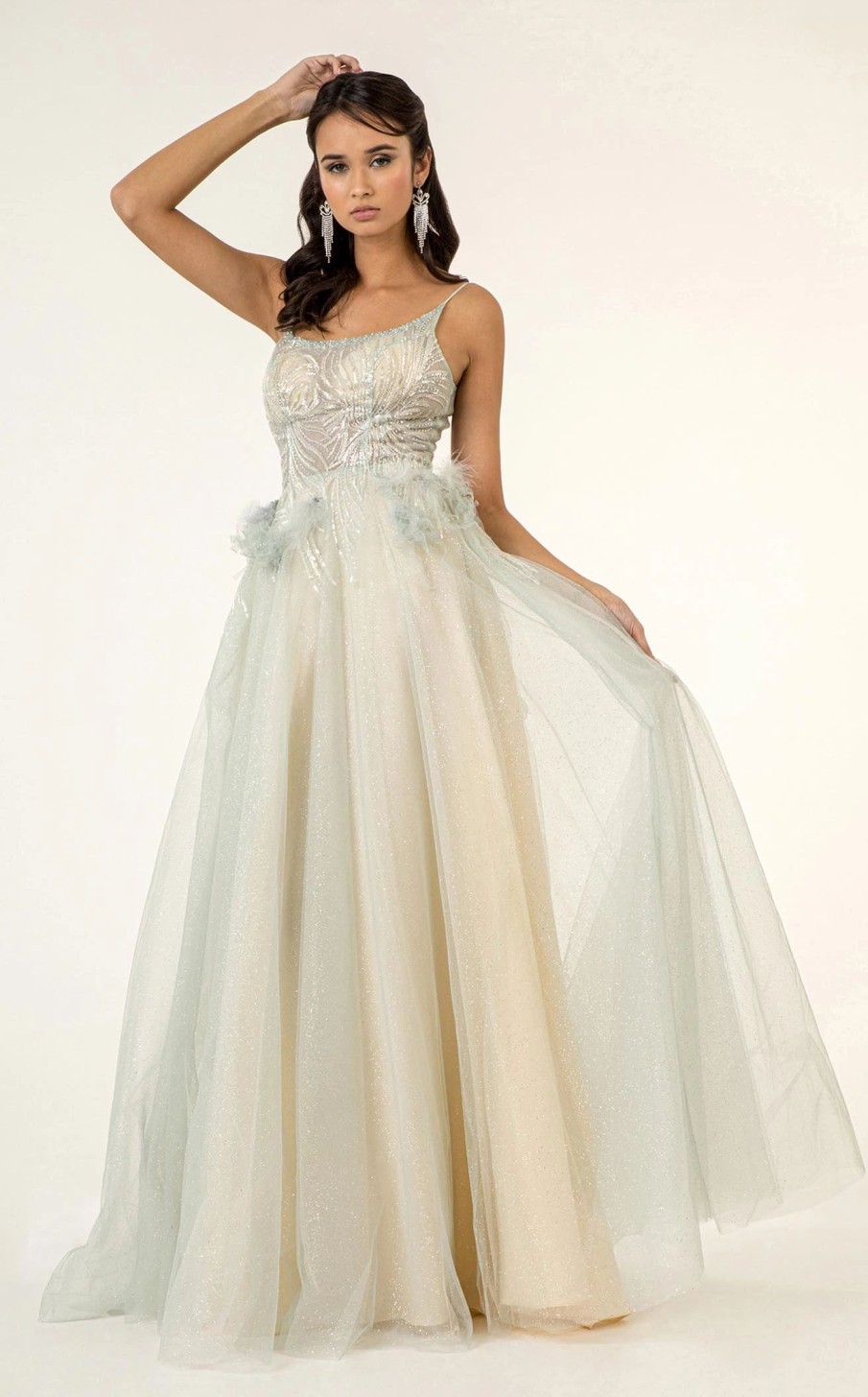 Long Prom Dresses * | Gls By Gloria Gl1924 Dress Silver-Mint