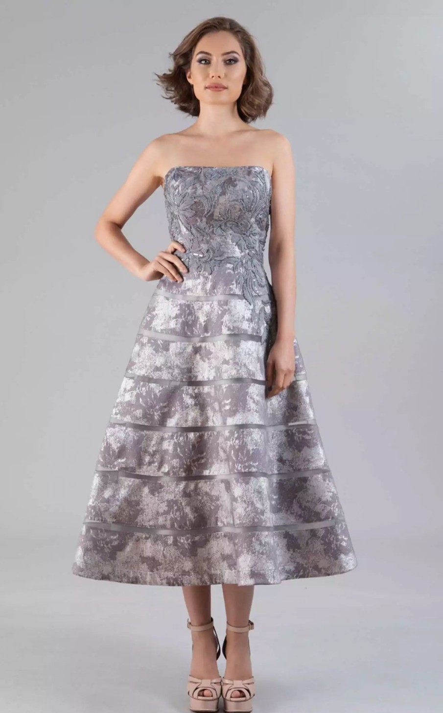 Cocktail Dresses * | Feriani 20517 Dress Silver