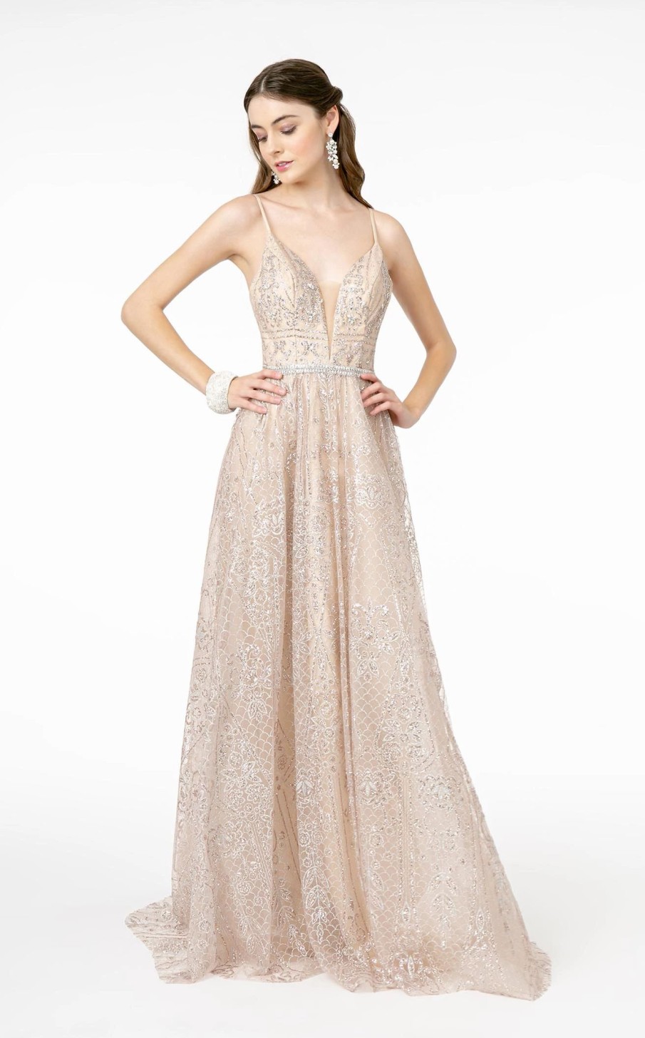 Long Prom Dresses * | Gls By Gloria Gl2915 Dress Rose-Gold