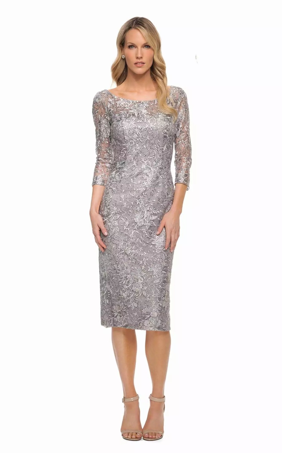 Cocktail Dresses * | La Femme 30097 Dress Silver