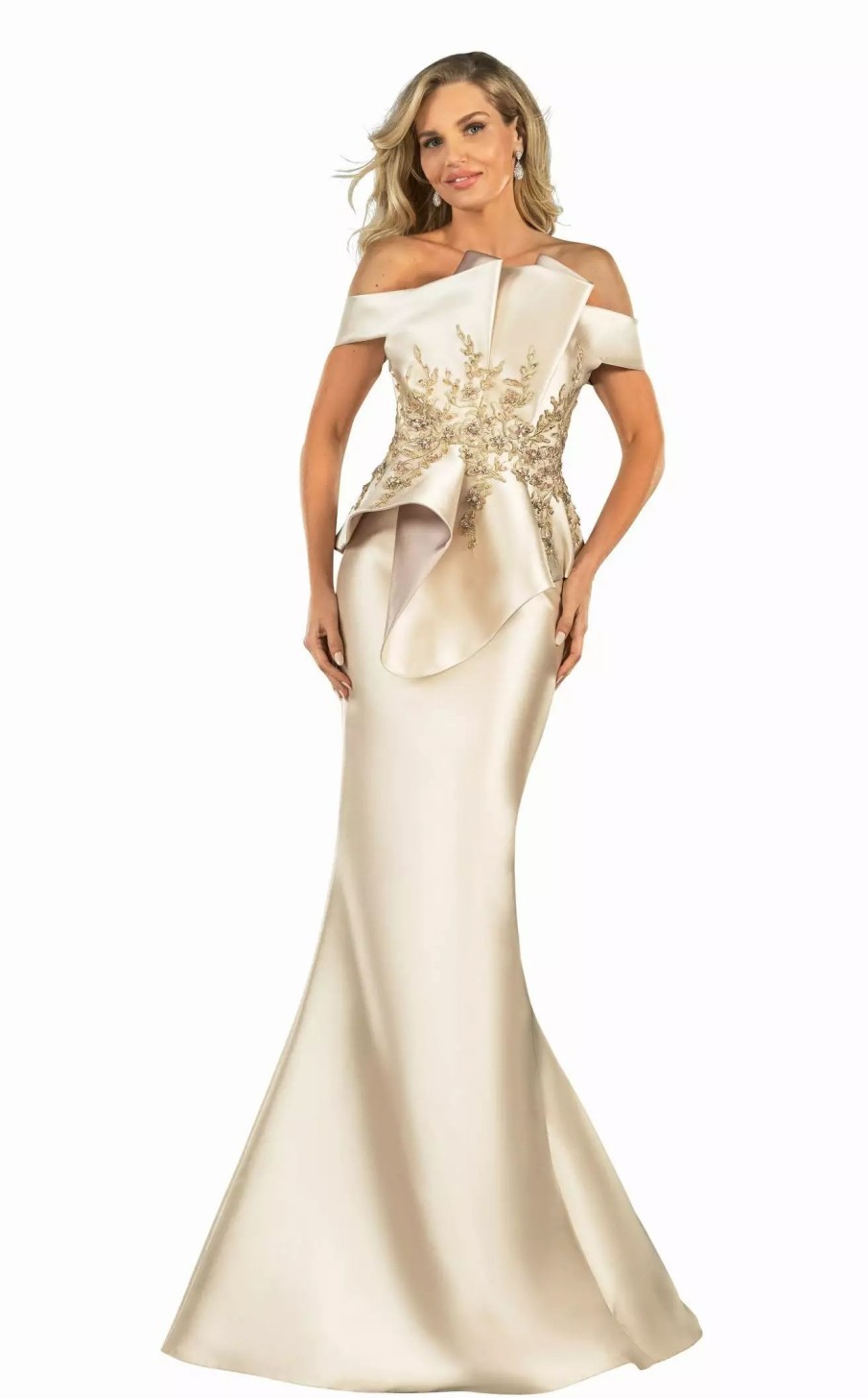 Long Prom Dresses * | Terani 2021E2835 Dress Almond-Champagne