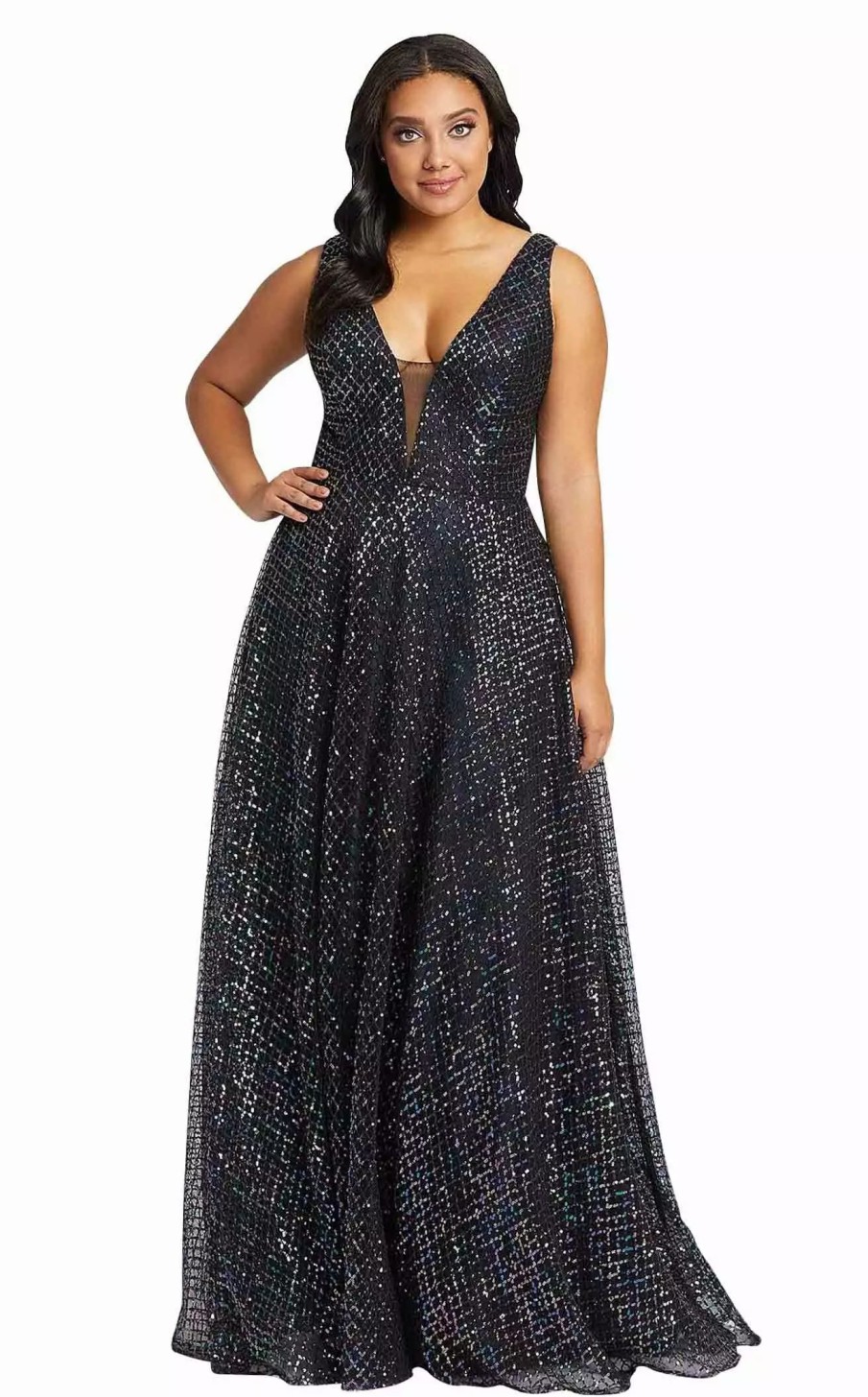 Plus Size Dresses * | Mac Duggal Fabulouss 77717F Dress Black-Iridescent