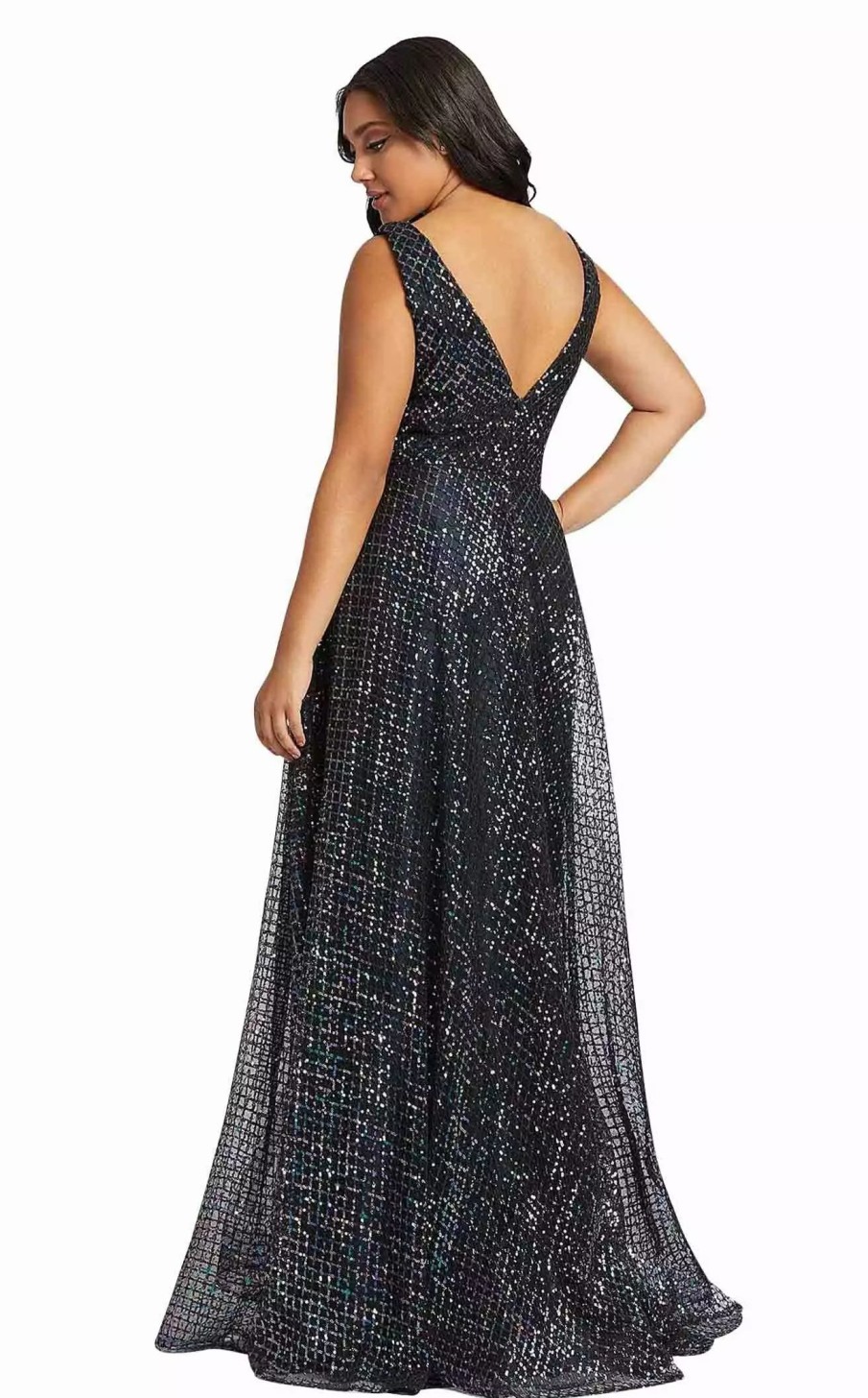 Plus Size Dresses * | Mac Duggal Fabulouss 77717F Dress Black-Iridescent