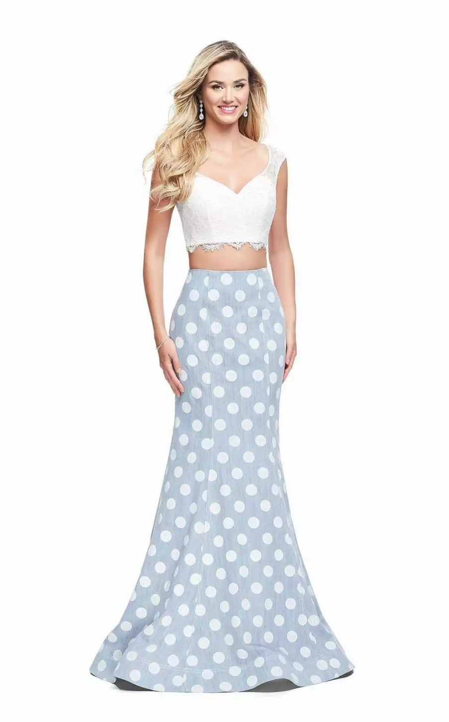 Long Prom Dresses * | La Femme 26206 Dress White-Blue